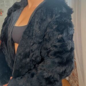 black arielle rabbit fur coat